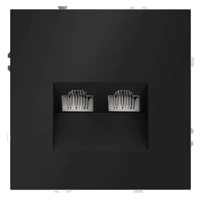 Розетка компьютерная 2-м СП S70 RJ45 + RJ45 кат.6 механизм черн. матов. Voltum VLS060208