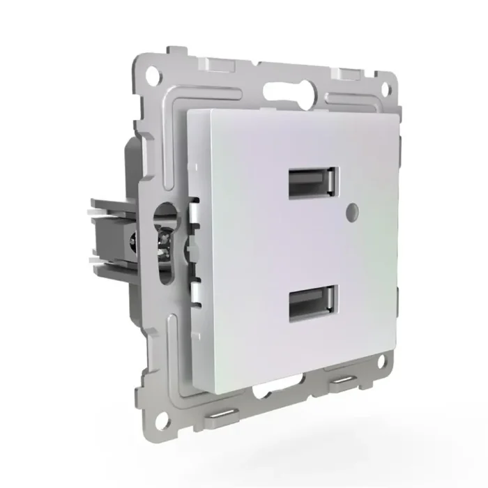 Розетка 2-м USB СП Pixel тип A+A 5В 1х2.1А 2х1.05А механизм перламутр. TOKOV ELECTRIC TKE-PX-2USB-C04