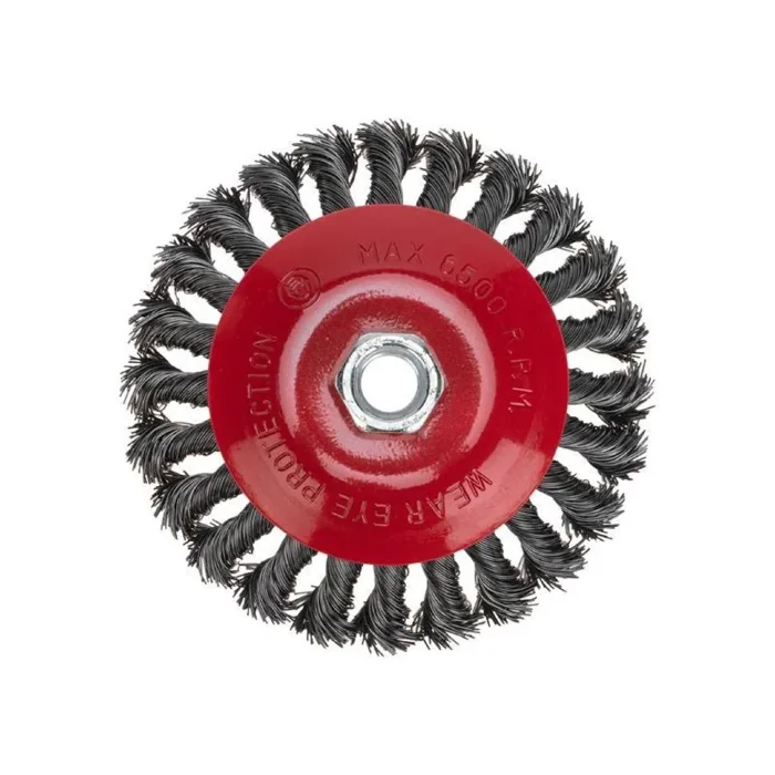 Щетка коническая для УШМ крученая стальная проволока 125мм М14 Kranz KR-91-1203