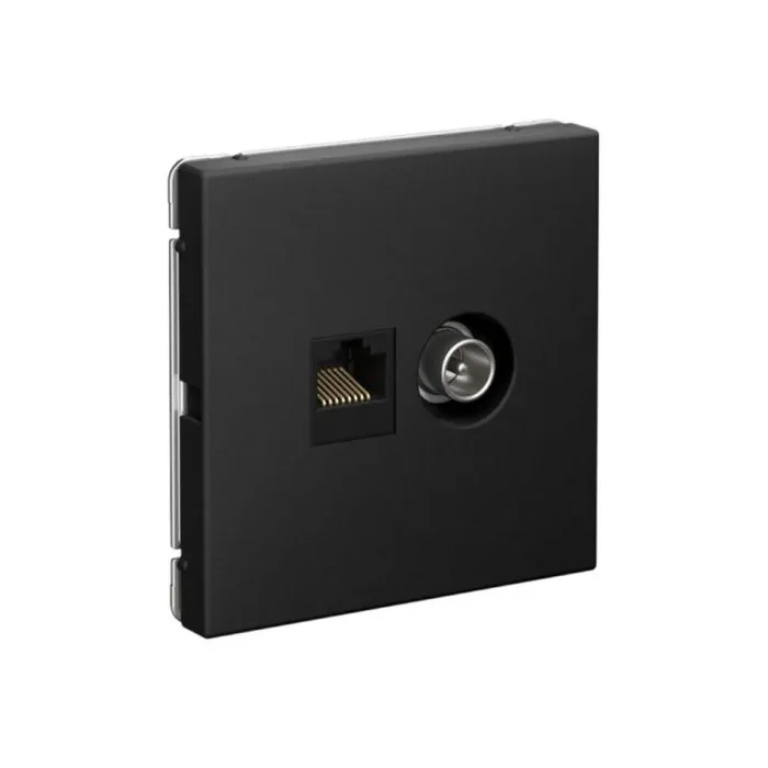 Розетка компьютерная + телевизионная 2-м ArtGallery RJ45 + TV кат.5E карбон SE GAL001089