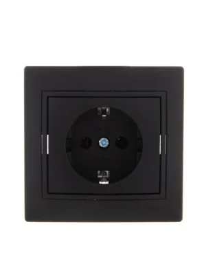 Розетка 1-м СП Mira с заземл. керамика черн. бархат LEZARD 701-4242-122