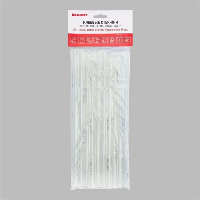Стержень клеевой d11.3мм L270мм прозр. (уп.10шт) Rexant 09-1270