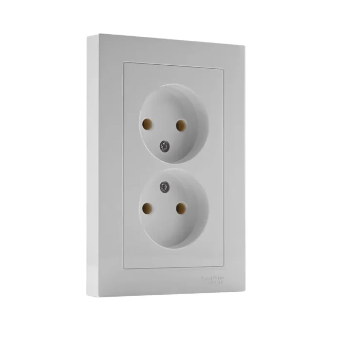 Розетка 2-м СП AtlasDesign 16А IP20 без заземл. в сборе бел. SE ATN000120