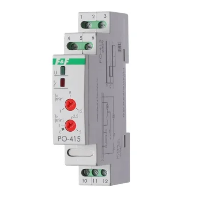 Реле времени PO-415 16А 230В 1 перекл. IP20 задержка выключ./управ. контактом монтаж на DIN-рейке F&amp;F EA02.001.018