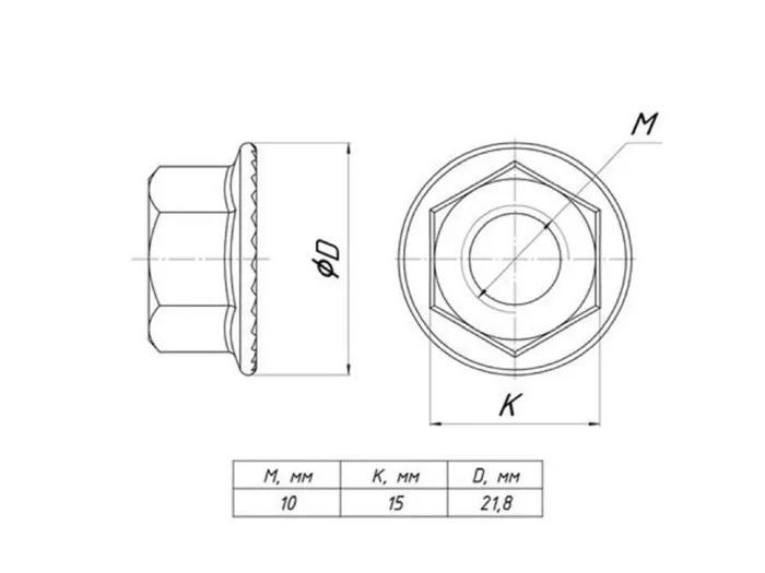 Гайка с фланцем М10 EKF gflm10