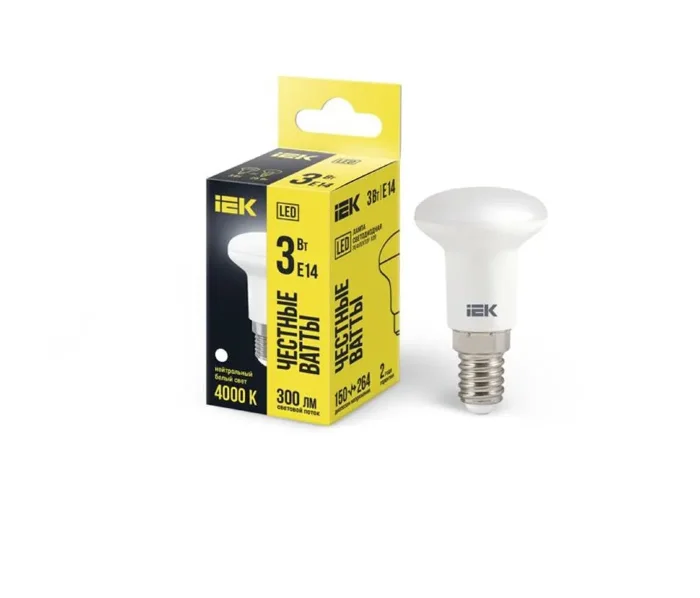 Лампа светодиодная 3Вт R39 4000К нейтр. бел. E14 270лм 230-240В IEK LLE-R39-3-230-40-E14