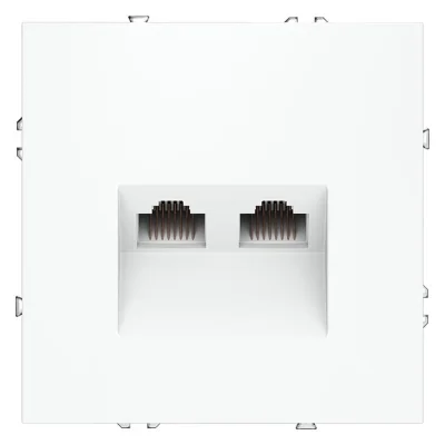 Розетка компьютерная 2-м СП S70 RJ45 + RJ45 кат.6 механизм бел. матов. Voltum VLS060202