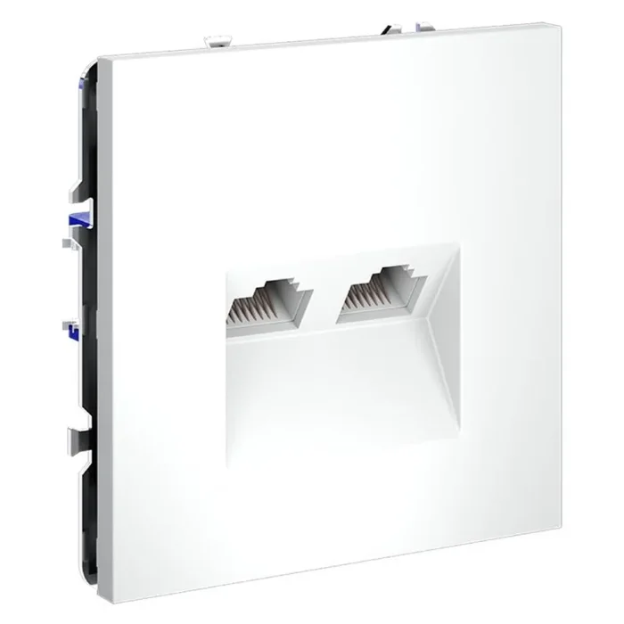 Розетка компьютерная 2-м СП S70 RJ45 + RJ45 кат.6 механизм бел. матов. Voltum VLS060202