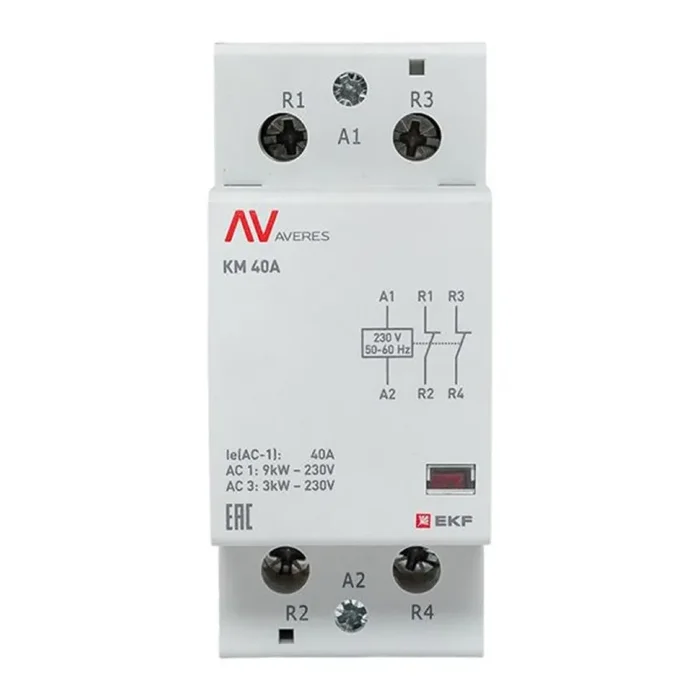 Контактор модульный КМ 40А 2NC 230В AC (2 мод.) AVERES EKF km-av-2-40-02-230V