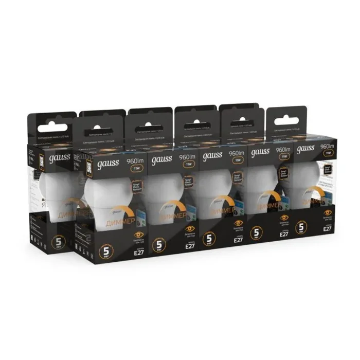 Лампа светодиодная Black 11Вт A60 грушевидная 3000К тепл. бел. E27 960лм диммир. GAUSS 102502111-D