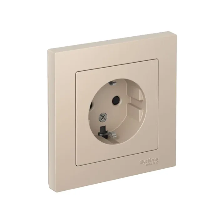 Розетка AtlasDesign 16А с заземл. со шторками в сборе песочн. SE ATN001244