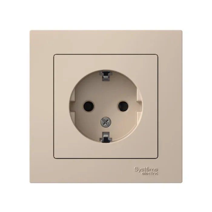 Розетка AtlasDesign 16А с заземл. со шторками в сборе песочн. SE ATN001244
