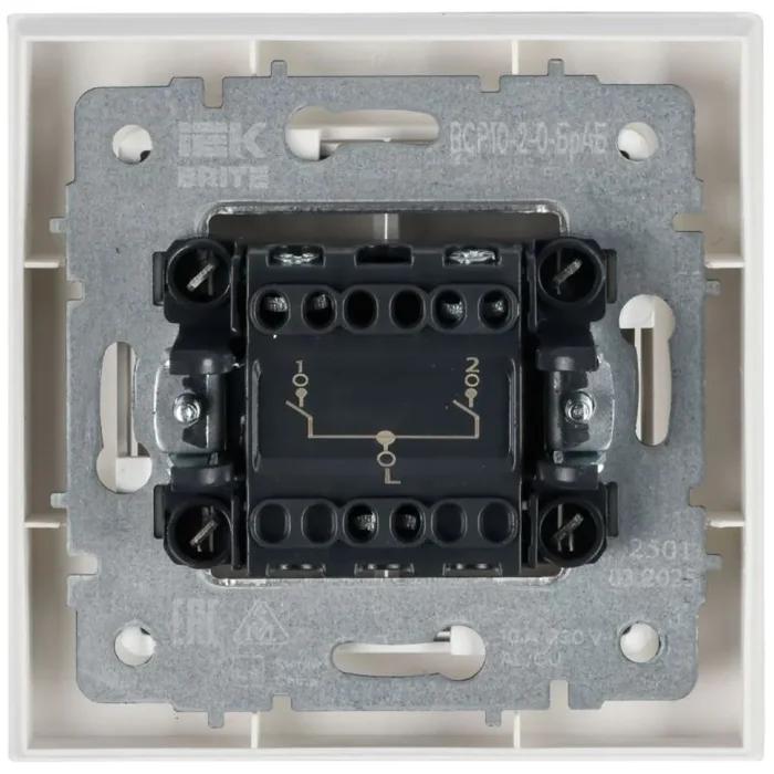 Выключатель 2-кл. СП BRITE ВСР10-2-0-БрАБ 10А в сборе арктич. бел. IEK BR-V20-0-10-K91-F