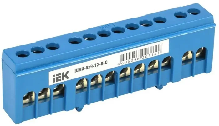 Шина нулевая в корп. изол. на DIN-рейку ШНИ-6х9-12-К-С IEK YNN10-69-12KD-K07