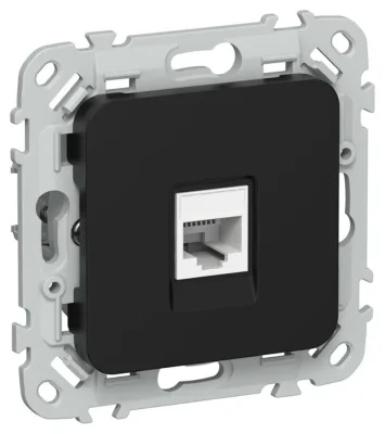 Розетка компьютерная СП FLITE РК6-1-0-ФлЧ RJ45 кат.6 UTP механизм черн. IEK FI-K12-2-K02