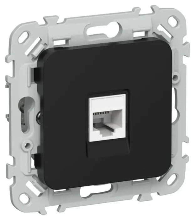 Розетка компьютерная СП FLITE РК6-1-0-ФлЧ RJ45 кат.6 UTP механизм черн. IEK FI-K12-2-K02