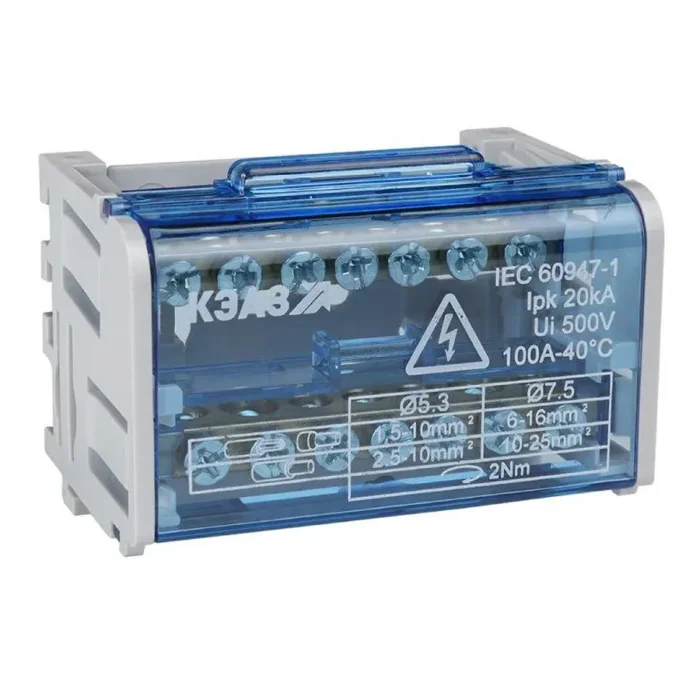 Шина "N" нулевая на DIN-рейку в корпусе 2х7 групп КЭАЗ 143228