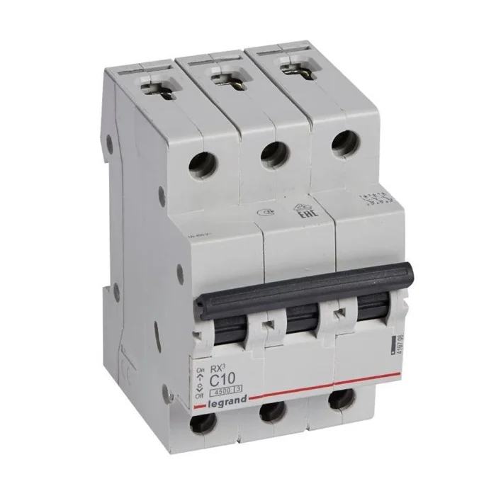 Выключатель автоматический модульный 3п C 10А 4.5кА RX3 ИЭК Leg 419706