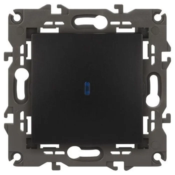 Выключатель 1-кл. СП Elegance 14-1102-05 10А IP20 250В 10AX с подсветкой механизм антрацит Эра Б0034219