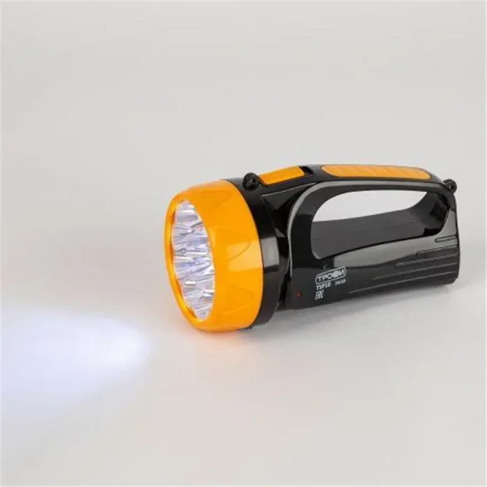 Фонарь-прожектор аккумуляторный TSP10 15LED 2 режима 4В 1.5А.ч ЗУ 220В (картон. упак.) Трофи Б0016537