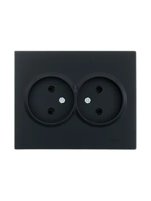 Розетка 2-м СП VESNA без заземл. ПБТ черн. бархат LEZARD 742-4200-128B