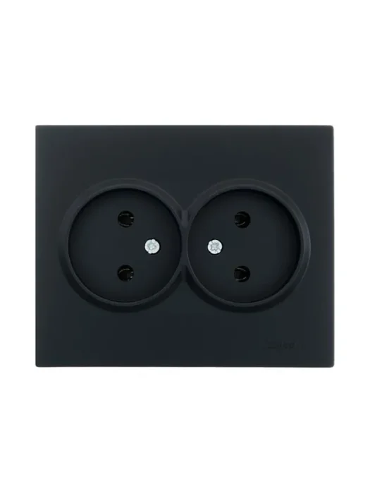 Розетка 2-м СП VESNA без заземл. ПБТ черн. бархат LEZARD 742-4200-128B