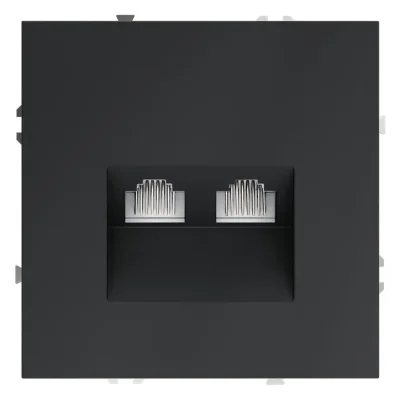 Розетка компьютерная 2-м СП S70 RJ45 + RJ45 кат.6 механизм графит Voltum VLS060207