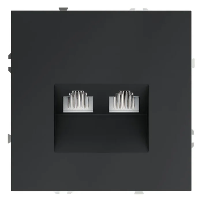 Розетка компьютерная 2-м СП S70 RJ45 + RJ45 кат.6 механизм графит Voltum VLS060207