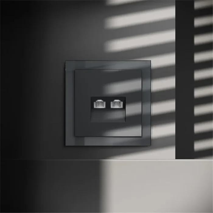 Розетка компьютерная 2-м СП S70 RJ45 + RJ45 кат.6 механизм графит Voltum VLS060207