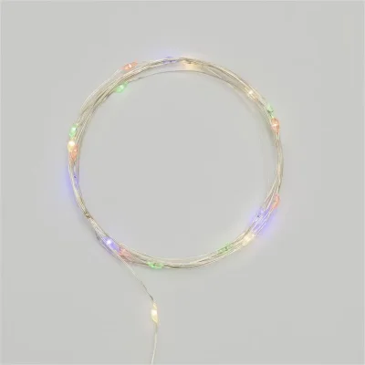 Гирлянда светодиодная "Роса" 2м 20LED мультиколор 0.1Вт IP20 тонкий батарейный блок элементы питания 2хCR2032 (в компл.) Neon-Night 303-009-1