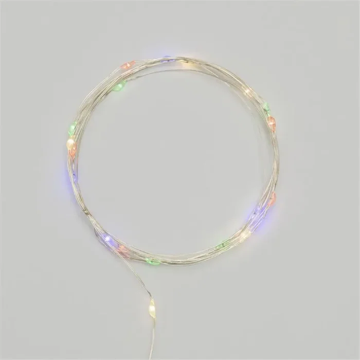 Гирлянда светодиодная "Роса" 2м 20LED мультиколор 0.1Вт IP20 тонкий батарейный блок элементы питания 2хCR2032 (в компл.) Neon-Night 303-009-1