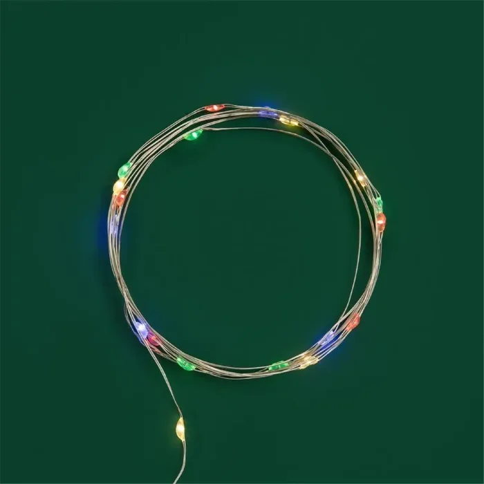 Гирлянда светодиодная "Роса" 2м 20LED мультиколор 0.1Вт IP20 тонкий батарейный блок элементы питания 2хCR2032 (в компл.) Neon-Night 303-009-1