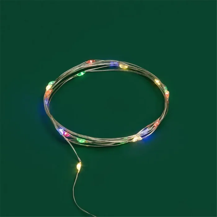 Гирлянда светодиодная "Роса" 2м 20LED мультиколор 0.1Вт IP20 тонкий батарейный блок элементы питания 2хCR2032 (в компл.) Neon-Night 303-009-1