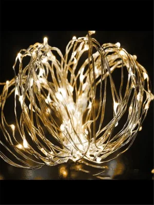 Гирлянда светодиодная &quot;Золотые нити&quot; 10м 100LED в виде капель 220В Космос KOCNL-EL151