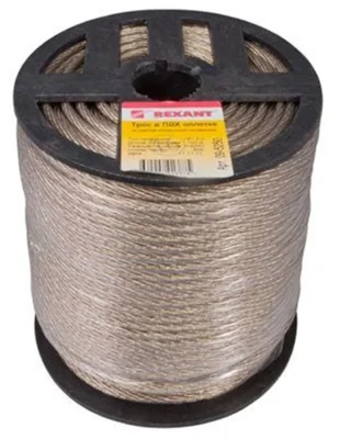 Трос стальной в ПВХ изоляции d5.0мм (уп.100м) REXANT 09-5250