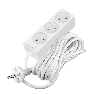 Удлинитель 3х5м без заземл. 10А IP20 2.2кВт ПВС 2х0.75 бел. DOMTOK 2372