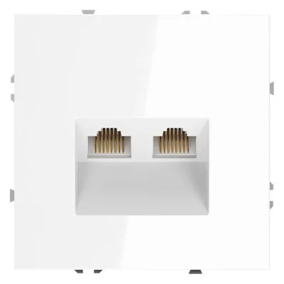 Розетка компьютерная 2-м СП S70 RJ45 + RJ45 кат.6 механизм бел. глянцевый Voltum VLS060201
