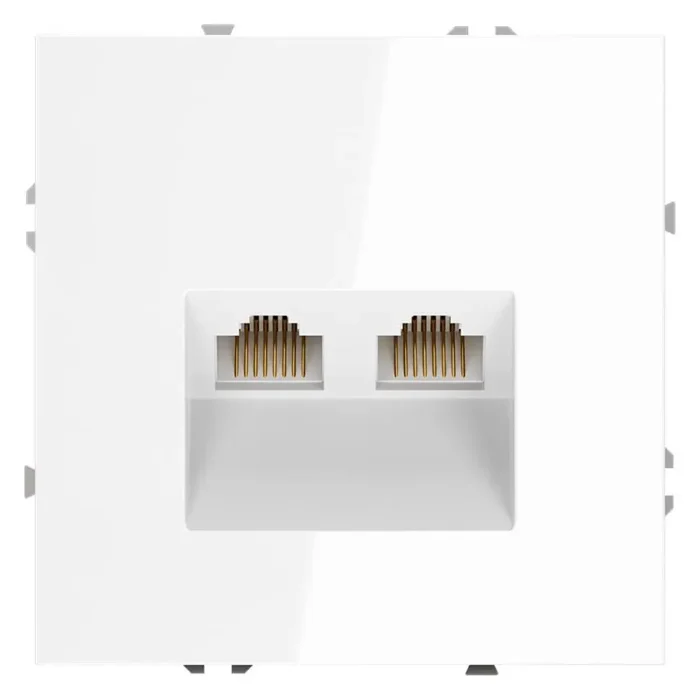 Розетка компьютерная 2-м СП S70 RJ45 + RJ45 кат.6 механизм бел. глянцевый Voltum VLS060201