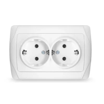 Розетка 2-м СП Маргарита 16А IP20 с заземл. бел. UNIVersal М0128