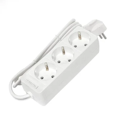 Удлинитель 3х1.5м с заземл. 10А IP20 2.2кВт ПВС 3х0.75 бел. DOMTOK 2373