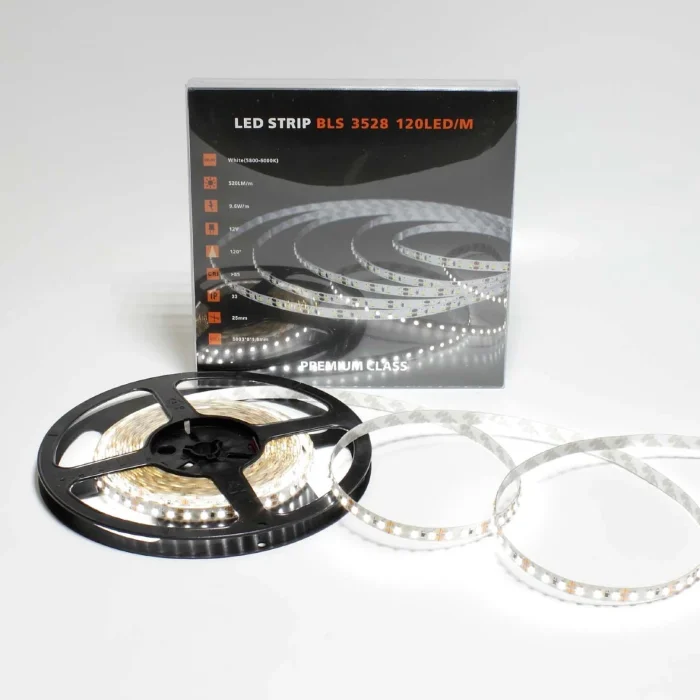 Светодиодная лента Class Premium, 3528, 120 led/m, day white, 12V, IP33, A37
