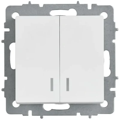 Выключатель 2-кл. СП BRITE ВС10-2-1-БрАБ 10А с индикацией механизм арктич. бел. IEK BR-V20-1-10-K91