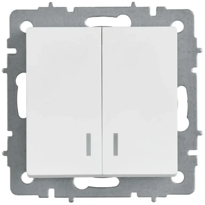 Выключатель 2-кл. СП BRITE ВС10-2-1-БрАБ 10А с индикацией механизм арктич. бел. IEK BR-V20-1-10-K91