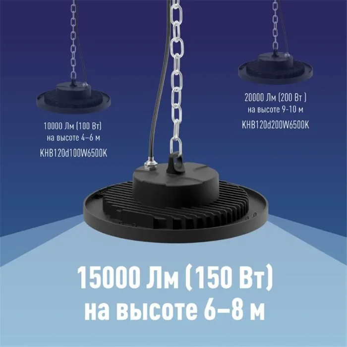 Светильник светодиодный UFO HIgh Bay 150Вт 6400К 174-265В для высоких пролетов КОСМОС KHB120d150W6500K