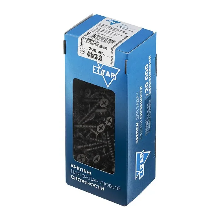 Саморез гипсокартон-дерево 3.8х41 (коробка) (уп.200шт) Tech-Krep/Zitar 102123