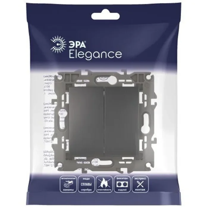 Выключатель 2-кл. СП Elegance 14-1104-05 10А IP20 250В 10AX механизм антрацит Эра Б0034234