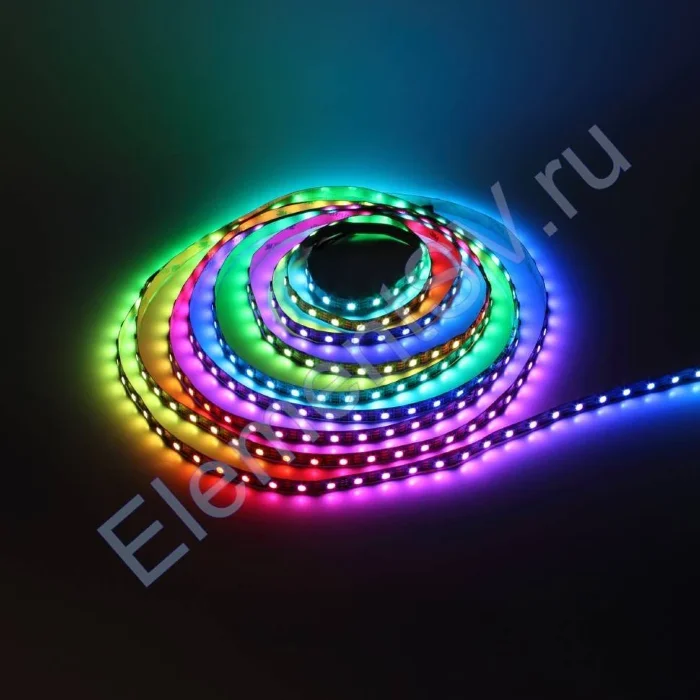 Светодиодная лента LUX class, 5050, 60 led/m, V62B, RGB-SPI (WS2812B), 5V, черный шлейф, IP20
