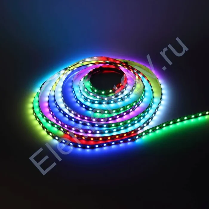 Светодиодная лента LUX class, 5050, 60 led/m, V62B, RGB-SPI (WS2812B), 5V, черный шлейф, IP20