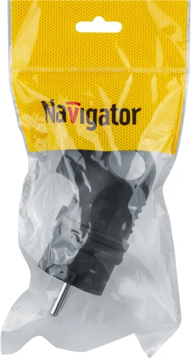 Вилка угловая 61 367 NCA-PLR01-16A-E-IP44-BL с заземл. каучук черн. Navigator 61367
