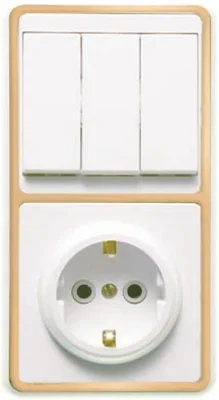 Блок БКВР-033 Бэлла (3-кл. выкл. + розетка с заземл.) зол. Кунцево 5844